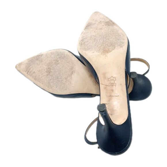 Tory Burch Penelope CapToe Slingback Pump Women's Shoes Size 9 Black Blue - Picture 10 of 12